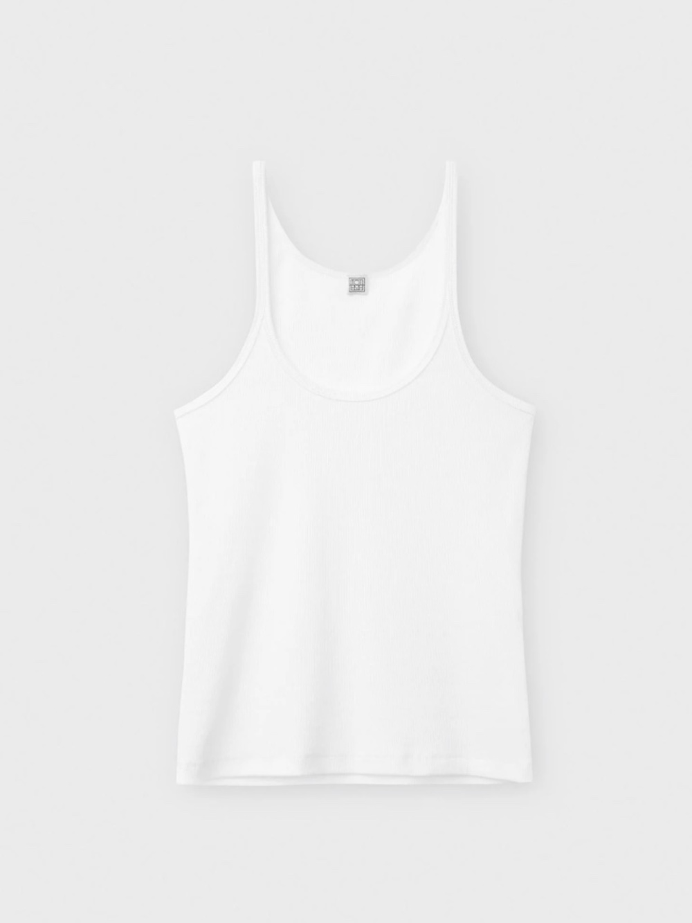 Toteme Scoop Neck Rib Racerback Tank, White Cotton, Women's XL